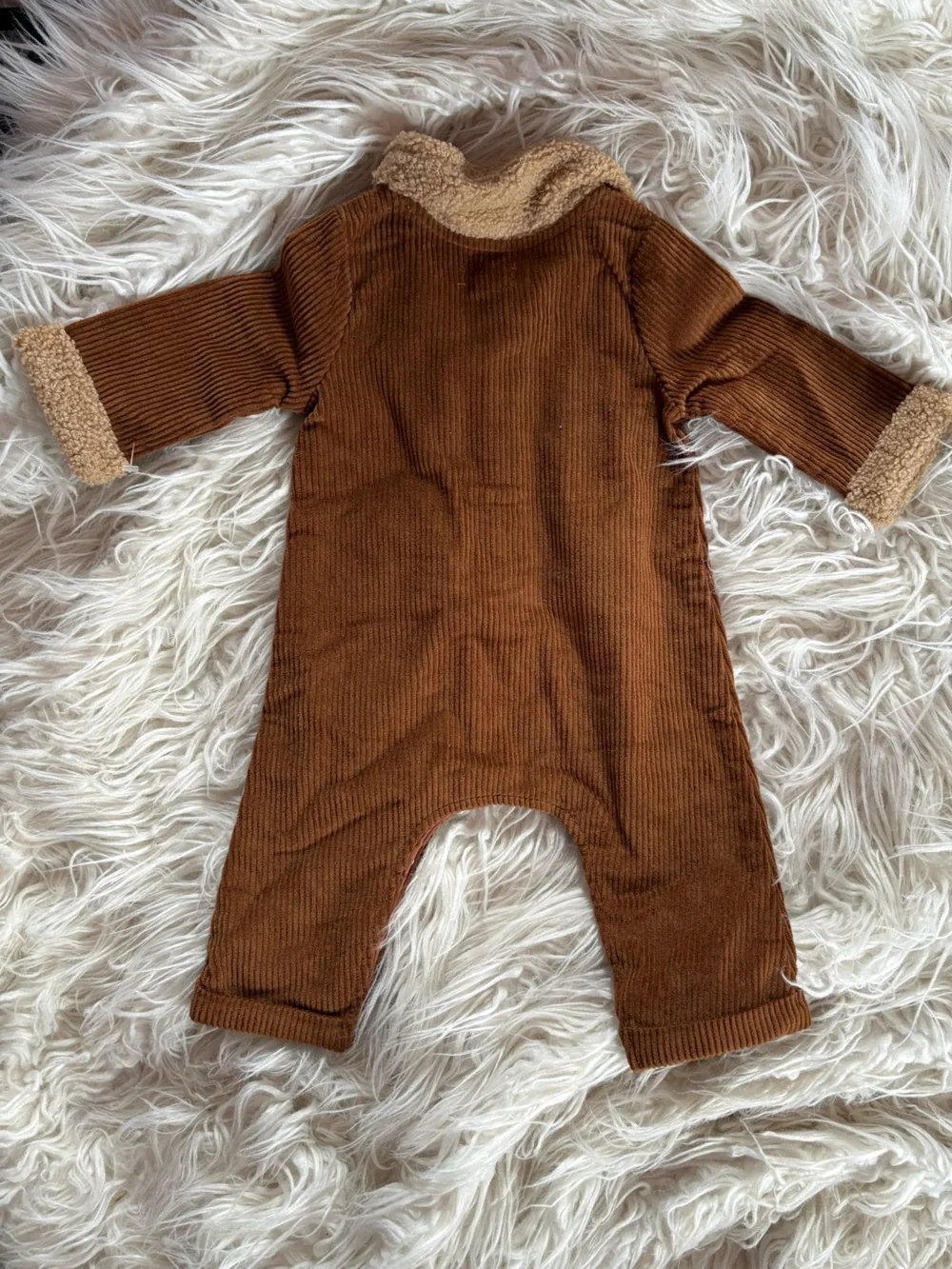 NWT Mud Pie Baby Boy Corduroy Romper Brown 3-6M